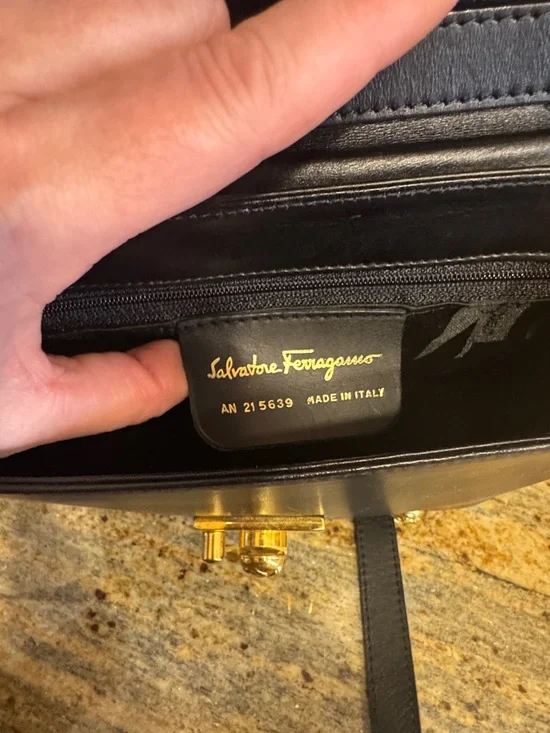 Salvatore Ferragamo Black Leather Crossbody with Gold Hardware EUC No callouts - Picture 5 of 10